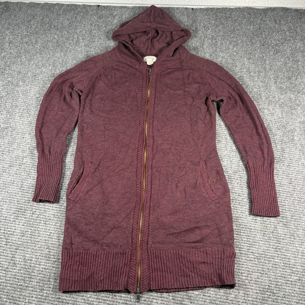 Cambridge Dry Goods Hooded Cardigan Womens M Burgundy Excellent Longline Zip
